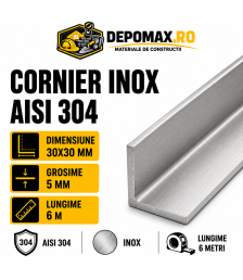 Cornier inox AISI 304, 30 x 30 x 5 mm, 6 metri